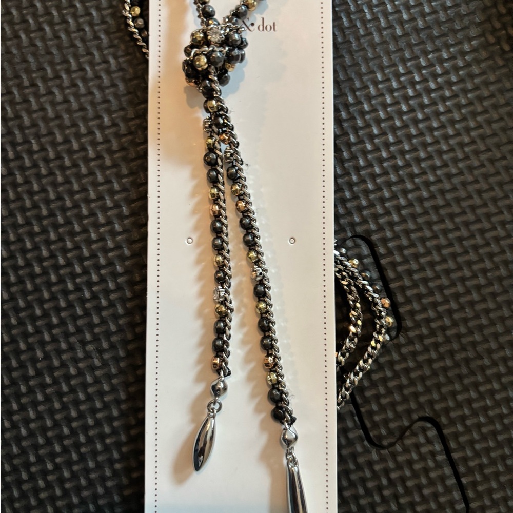 Stella & Dot Black and Silver Zoe Multi-Strand Necklace